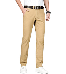 ESSYSHE Men’s Slim Fit Chino Pants Stretch Casual Khaki Pants for Men 011Khaki A34X28
