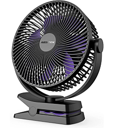 Airbition 10000mAh 8-Inch Clip on Fan Rechargeable, Battery Operated Powered USB Clamp Fan Portable for Golf Cart RV Car Travel Camping Tent Workout Treadmill Personal Bed Desk