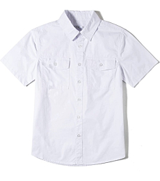 Tronjori Boys Short Sleeve Button Down Casual Woven Shirt Two Pockets(8,White)