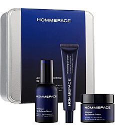 HOMMEFACE Advanced Age Defense 3-Step Anti-Aging Skincare Set for Men - Facial Serum, Eye Cream & Face Cream