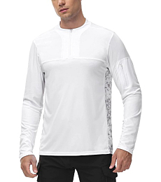 Roadbox Men's 1/4 Zip Pullover Long Sleeve with Zipper Pocket - UPF 50+ UV Sun Protection Camo Althletic Shirts for Golf Running Workout