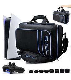 Travel Case Bag for PS5 Controller with 8PCS Rocker Cap