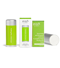 Peach Not Plastic Deodorant Starter Kit | Refillable Set With Aluminum-Free Deodorant Stick & Forever Case | 48 Hour Protection | Cucumber Sage Unisex | 1.78 oz