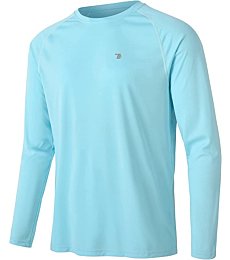 TBMPOY Men's Long Sleeve Rash Guard Shirts UPF 50+ Sun Protection Hiking Shirts Lightweight Outdoor Athletic Fishing Tops Light Blue XL