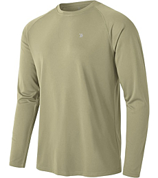 TBMPOY Men's Long Sleeve Rash Guard Shirts UPF 50+ Sun Protection Hiking Shirts Lightweight Outdoor Athletic Fishing Tops Khaki XL