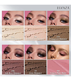 LUXAZA 6PCS Pink Brown Eyeshadow Stick Makeup Set, Metallic Matte Shimmer Cream Eye Shadow Pencil Crayon, Eye Brightener Highlighter Eyeliner Crayon Make up Set