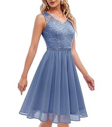 Women Formal Dress for Homecoming, 2022 Summer Bridesmaid Dresses for Wedding Guest, 1950s Vintage Cocktail Party Dress, Short Aline Prom Dress Dusty Blue L
