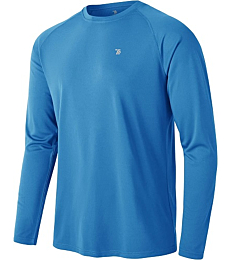 TBMPOY Men's Long Sleeve Rash Guard Shirts UPF 50+ Sun Protection Hiking Shirts Lightweight Outdoor Athletic Fishing Tops Medium Blue XL