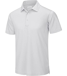 TACVASEN Men's Classic Polo Shirts Summer Short Sleeve Golf Tennis Polo Solid Hiking T-Shirts White 2XL