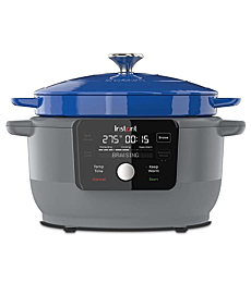 Instant Pot, 6-Quart 1500W Electric Round Dutch Oven, 5-in-1: Braise, Slow Cook, Sear/Sauté, Cooking Pan, Food Warmer, Enameled Cast Iron, Free App With 50 Recipes, Perfect Wedding Gift, French Blue