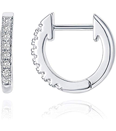 PAVOI 14K White Gold Plated Post Cubic Zirconia Cuff Earring Huggie Stud