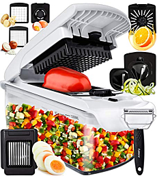 Fullstar 9-in-1 Deluxe Vegetable Chopper Kitchen Gifts | Onion Chopper & Dicer | Peeler, Spiralizer, Zoodle Maker, Lemon Squeezer, Egg Slicer & Seperator- Ultimate Kitchen Gadget