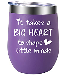 Teacher Gifts- Teacher Christmas Gifts - "It Takes a Big Heart to Shape Little Minds" 12oz Tumbler/Mug - Cute Idea for Appreciation Week, Women, Virtual Teaching, Best, Thank You, Birthday, Best