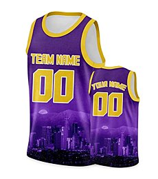 Custom Basketball Jersey City Night Skyline Hip Hop Personailzed Printed & Stitched Name Number Sports Jerseys for Fans S-5XL