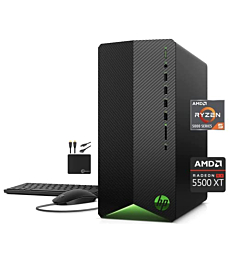 HP 2022 Newest Pavilion Gaming Desktop Computer, AMD 6-Core Ryzen 5 5600G Processor(Beat i7-10700K), AMD Radeon RX 5500, 16GB RAM, 1TB PCIe NVMe SSD, Mouse and Keyboard, Win 10 Home + MarxsolCables