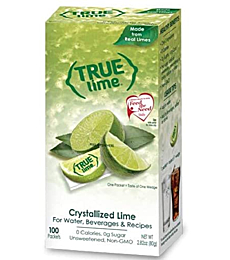 TRUE LIME Water Enhancer, Bulk Dispenser Pack (100 Packets) | Zero Calorie Unsweetened Water Flavoring | For Water, Bottled Water & Recipes | Water Flavor Packets Made with Real Limes