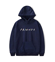 Unisex Friends Print Hoodies Casual Friends Hooded Sweater Long Sleeve Pullover Sweatshirt Blue