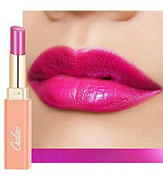 Oulac Moisture Pink Purple Lipstick - 2 in 1 lipstick & lip Balm, Juicy & Glossy Finish, Long Lasting Hydrating, Smooth for Dry, Cracked and Chapped Lips, Vegan 2.2g/0.07oz (S02)