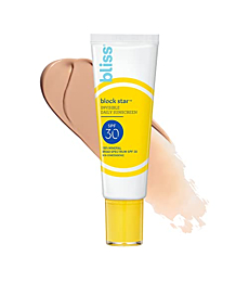 Bliss Tinted Sunscreen | Block Star Face Sunscreen | SPF 30 | 100% Mineral Sunscreen | Non-Greasy & Non-Irritating | Vegan | 1.4 fl oz