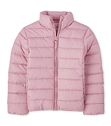 The Children's Place Girls' Medium Weight Puffer Jacket, Wind, Water-Resistant, Rose Quartz, Medium (7/8)
