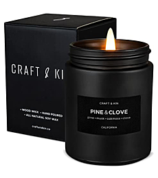 Scented Candles for Men | Pine and Clove Scented Candle | Soy Candles, Mens Candles for Home, Long Lasting Candles, Aromatherapy Candles, Masculine Candle, Spring Candles | Pine Candle in Black Jar