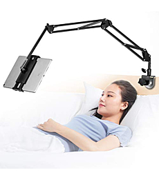 Tablet Stand Adjustable,Foldable Tablet Stand for Bed,Aluminum Universal Flexible Tablet Holder with 360 Degree Rotation for iPad/iPhoneX/iPad Pro/N-Switch,or Other 4.5~12.9 Inches Devices (Black)