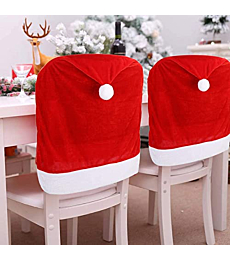 4pc Red Hat Dining Chair Slipcovers,Christmas Chair Back Covers Kitchen Chair Covers for Christmas Holiday Festival Decoration