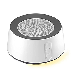 White Noise Machine with 14 High Fidelity Soundtracks, 10 Level Night Lights, Full Touch Metal Grille and Buttons, Timer and Memory Features, Plug in, Lullaby Machine for Baby, Adults