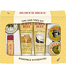 Burt's Bees Christmas Gifts, 6 Body Care Stocking Stuffers Products, Tips and Toes Set - Moisturizing Lip Balm, 2 Hand Creams, Foot Cream, Cuticle Cream & Hand Salve