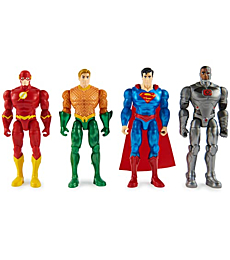 DC Comics, Justice League 4-Pack, 4-inch Action Figures - The Flash, Superman, Aquaman, Cyborg - Collectible Kids Toys for Boys and Girls Ages 3 and Up