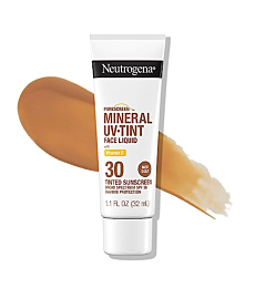 Neutrogena Purescreen+ Tinted Sunscreen for Face with SPF 30, Broad Spectrum Mineral Sunscreen with Zinc Oxide and Vitamin E, Water Resistant, Fragrance Free, Medium Deep, 1.1 fl oz