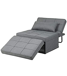 Ainfox Sofa Bed, 4 in-1 Sleeper Chair Bed Multi-Function Folding Convertible Couch Chair Ottoman Bed for Apartment, Small Space (Sky Gray)