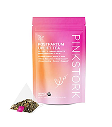 Pink Stork Postpartum Uplift Tea: Postpartum Recovery & Mood Support, Hormone Balance for Women After Pregnancy, Postpartum Essentials, Labor and Delivery Essentials, Women-Owned, Lime, 30 Cups