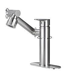 HUAHUALALA 1080 Degree Swivel Faucet for Bathroom Sink,Kitchen Faucet with Big Angle Rotate Spray Dual Function,Single Handle Vanity Faucet with Deck Plate,Lavatory Faucet,1 or 3 Hole Brushed Nickel