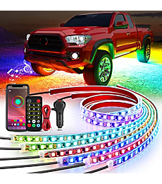 Nilight 6Pcs Car Underglow Neon Accent Strip Lights 300 LEDs RGBIC Multi Color DIY Sound Active Function Music Mode with APP Control and Remote Control Underbody Light Strips, 2 Years Warranty