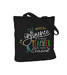 ElegantPark Best Teacher Gifts Funny Teacher Christmas Gifts for Teacher Appreciation Gift Canvas Teacher Bag Black with interior Pocket