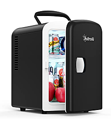 AstroAI Mini Fridge, 4 Liter/6 Can AC/DC Portable Thermoelectric Cooler and Warmer Refrigerators for Christmas Gift, Skincare, Beverage, Food, Home, Office and Car, ETL Listed (Black)