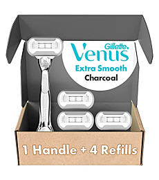 Gillette Venus Extra Smooth Charcoal Women's Razor Handle + 4 Blade Refills