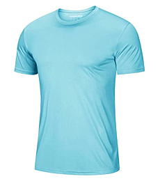 Men T Shirts Short Sleeve Dry Fit Shirts Workout Performance Shirts Quick Dry Shirts UV T Shirt Outdoor Shirts Men Lake Blue