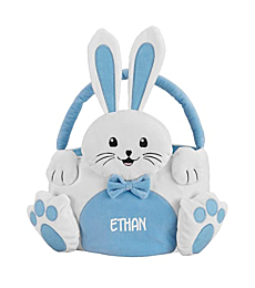 Let's Make Memories Personalized Fluffy Friends Plush Easter Basket for Kids - Blue Bunny