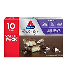 Endulge Treat Chocolate Coconut Bar. Rich Coconut & Decadent Chocolate. Keto-Friendly. Value Pack (10 Bars)  Atkins 