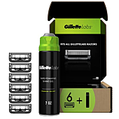 GilletteLabs with Exfoliating Bar Razor Refills for Men - 6 Razor Blade Refills and 7oz Rapid Foaming Shave Gel