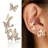 1 Pair Fashion Women Full Drill Hollow Ear Bone Clip Asymmetrical Jewelry Clip Earrings Accessories Fashion Design