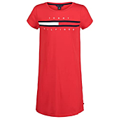 Tommy Hilfiger Girls' Short Sleeve Pieced Flag T-Shirt Dress, Chinese Red, 7