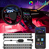 Govee Car LED Lights, Smart Car Interior Lights with App Control, RGB Inside Car Lights with DIY Mode and Music Mode, 2 Lines Design LED Lights for Cars with Car Charger, DC 12V