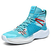 Dilchasp Men's High Top Basketball Shoes Fashion Running Sneakers Non Slip Training Athletic Shoes Cyan Size 11