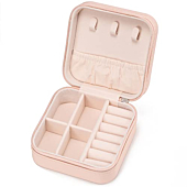 Mini Jewelry Travel Case,Small Jewelry Box,Traveling Jewelry Organizer,Portable Jewellery Storage Holder for Rings Earrings Necklace Bracelet Bangle Organizer,Boxes Gifts for Girls Women(PU-Pink)
