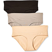 Motherhood Maternity Women's 3 Pack Fold Over Brief Panties black, nude, flat grey/multi pack Large