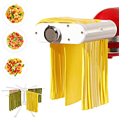 ANTREE Pasta Maker Attachment for KitchenAid Stand Mixers with Pasta Drying Rack & Cleaning Brush, 3-1 Set includes Pasta Sheet Roller, Spaghetti Cutter, Fettuccine Cutter