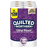 Quilted Northern Ultra Plush Toilet Paper, 32 Mega Rolls = 128 Regular Rolls, 3-Ply Bath Tissue (Packaging May Vary), 8 Count (Pack of 4)